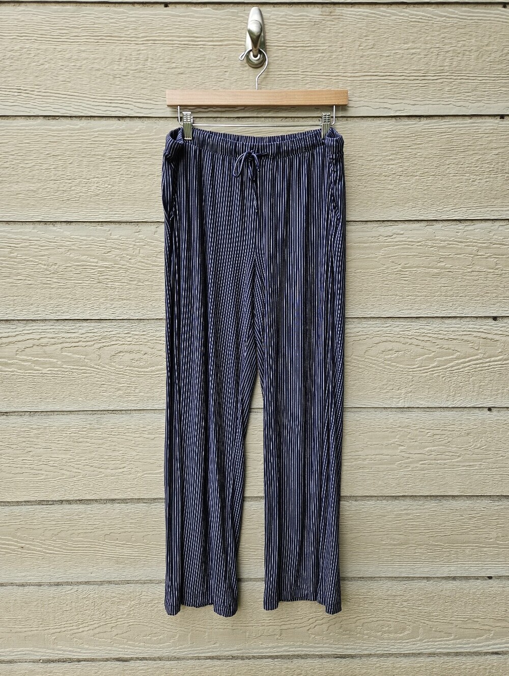 Eberjey Gisele Everyday straight leg lounge pants navy and white pinstripe XL